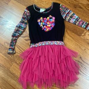 Girls tutu heart dress, fuscia/ black, size 6x, Perfect for Valentine’s Day